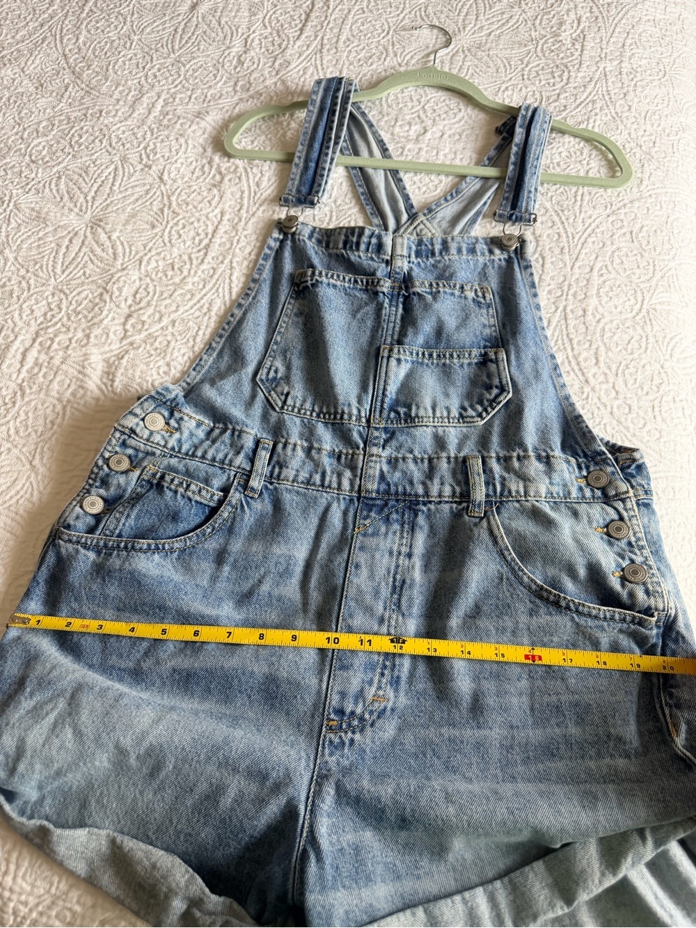 Free People We The Free Light Blue Denim Short Overalls - Picture 6 of 7